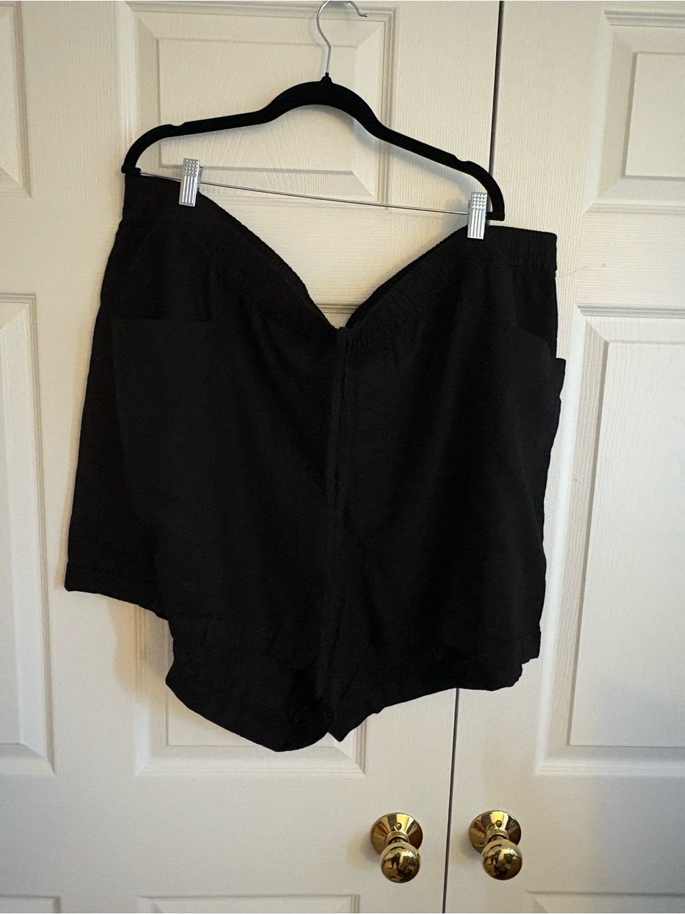 Old Navy Linen Black Elastic-Waist Casual Shorts